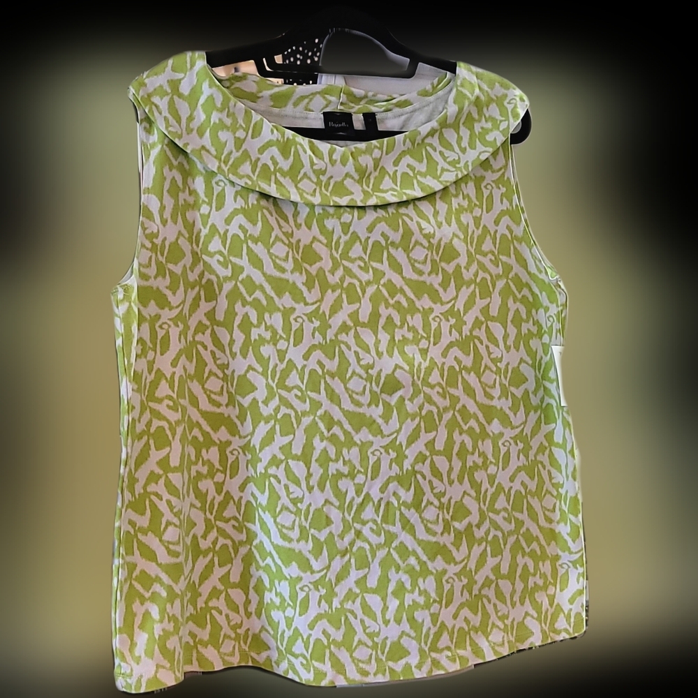 Rafaella Green and White Patterned Blouse